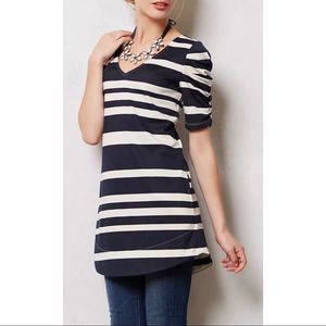 Anthropologie Navy and White Striped Tunic